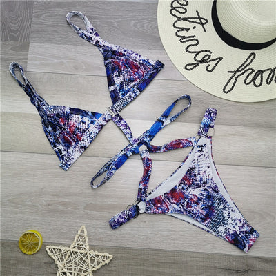 Bikini Fruncido Escote Bajo Cintura Alta Tanga Brasilera - Image 4
