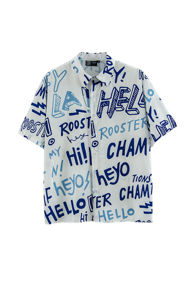 Playera Hombre Estampado Flores y Letras Callejeras Manga Corta - Image 10