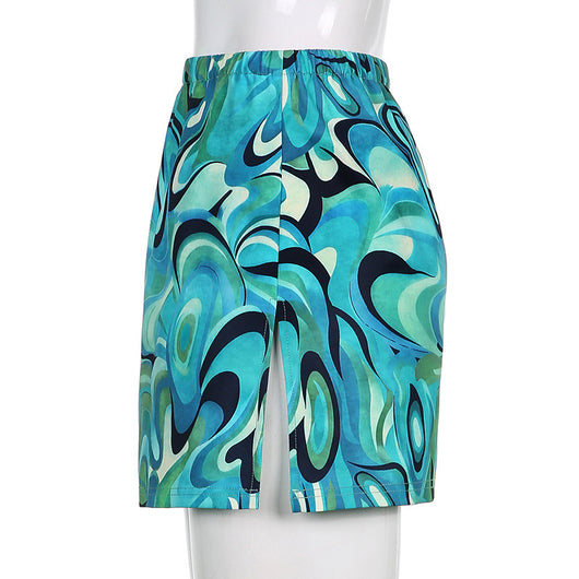 Falda Pantalón Mujer Estampado Onda Vórtex con Abertura - Image 5