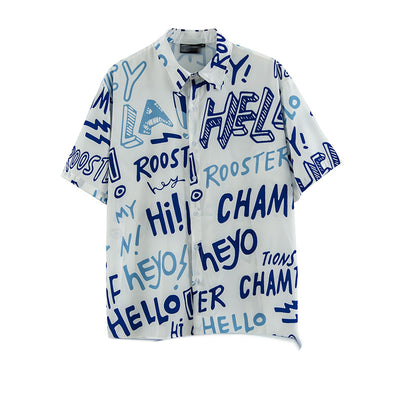Playera Hombre Estampado Flores y Letras Callejeras Manga Corta - Image 6