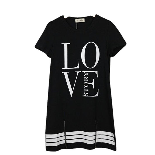Vestido Camisero Largo con Cremallera y Estampado 'LOVE' - Image 9