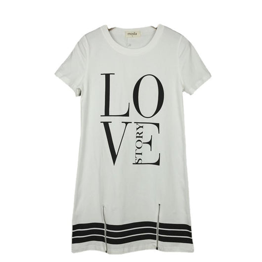 Vestido Camisero Largo con Cremallera y Estampado 'LOVE' - Image 8