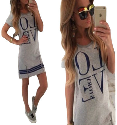 Vestido Camisero Largo con Cremallera y Estampado 'LOVE' - Image 11