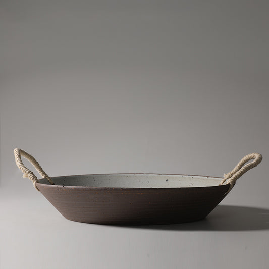 Plato Japonés de Cerámica Artesanal con Diseño Geométrico