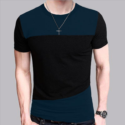 Playera Casual de Cuello Redondo con Combinación de Colores para Hombre - Image 3