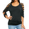 Blusa Casual Versátil con Hombros Descubiertos y Cuello Redondo