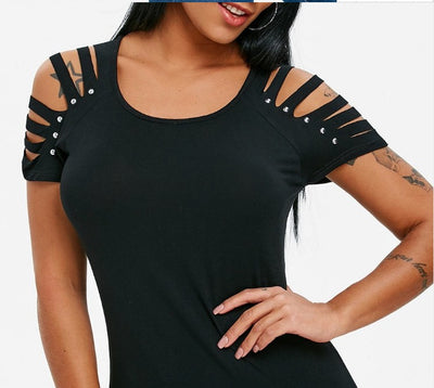 Blusa Casual Versátil con Hombros Descubiertos y Cuello Redondo - Image 2