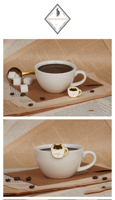 Broche Diseñador Gato Café - Insignia Creativa para Parejas y Reinas - Image 7