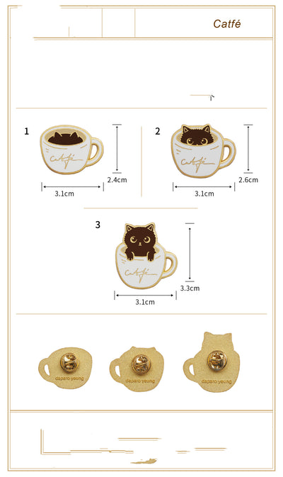 Broche Diseñador Gato Café - Insignia Creativa para Parejas y Reinas - Image 12