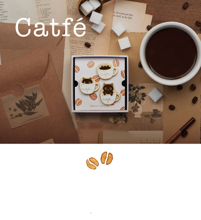 Broche Diseñador Gato Café - Insignia Creativa para Parejas y Reinas - Image 13