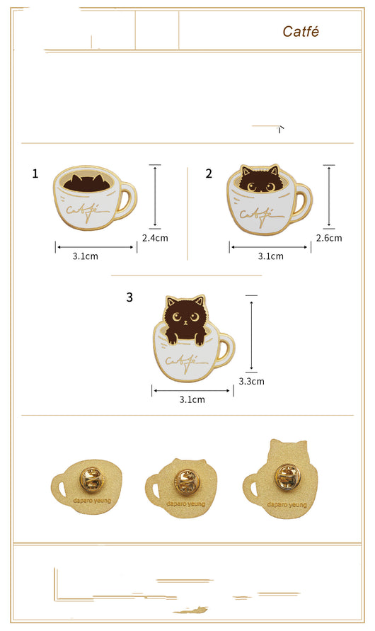 Broche Diseñador Gato Café - Insignia Creativa para Parejas y Reinas - Image 5