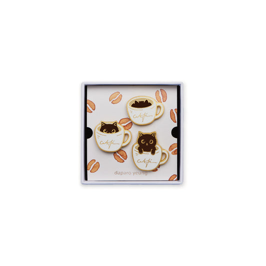 Broche Diseñador Gato Café - Insignia Creativa para Parejas y Reinas