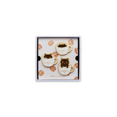 Broche Diseñador Gato Café - Insignia Creativa para Parejas y Reinas
