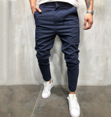 Pantalones Casuales Slim Fit en Tela Tejida Color Sólido para Hombre - Image 5
