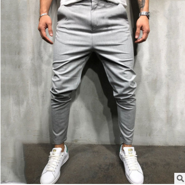 Pantalones Casuales Slim Fit en Tela Tejida Color Sólido para Hombre - Image 6