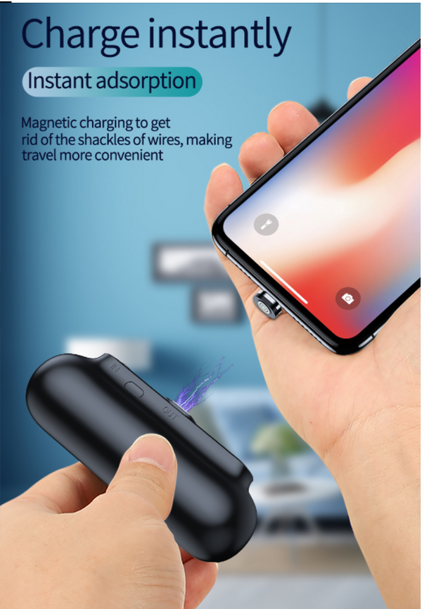 Power Bank Magnético Portátil 2600 mAh Triple Función con Carga Rápida