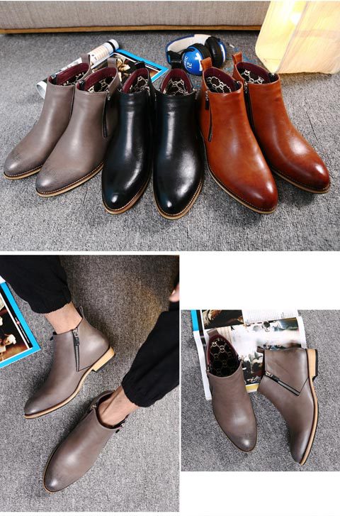 Botas Cortas Puntiagudas para Hombre - Estilo Británico Casual - Image 5