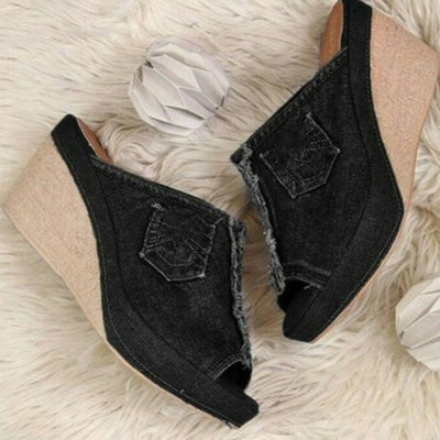 Sandalias Cuña Denim Boca de Pez con Plataforma para Mujer - Image 10