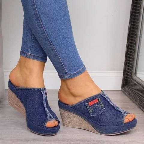 Sandalias Cuña Denim Boca de Pez con Plataforma para Mujer - Image 14