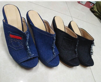 Sandalias Cuña Denim Boca de Pez con Plataforma para Mujer - Image 5