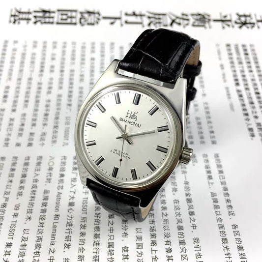 Reloj Mecánico Old Shanghai 7120 Cuerda Manual Acero Inoxidable Vintage Resistente a Golpes