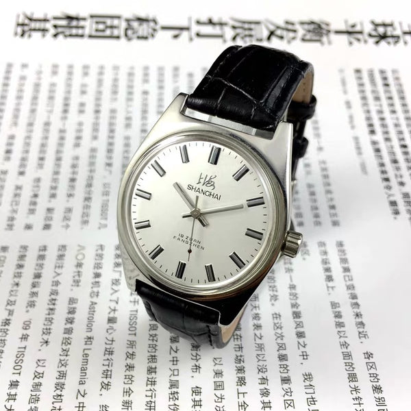 Reloj Mecánico Old Shanghai 7120 Cuerda Manual Acero Inoxidable Vintage Resistente a Golpes