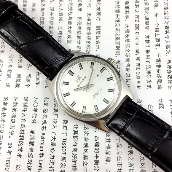 Reloj Mecánico Old Shanghai 7120 Cuerda Manual Acero Inoxidable Vintage Resistente a Golpes