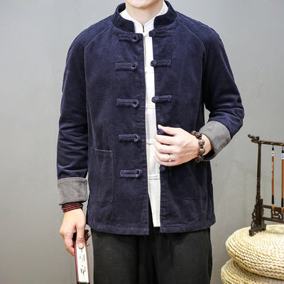 Traje Túnica Chino Hombre Pana Cuello Mao con Botones - Image 10