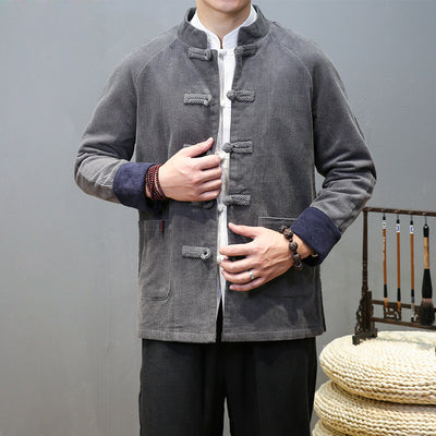 Traje Túnica Chino Hombre Pana Cuello Mao con Botones - Image 13