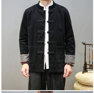 Traje Túnica Chino Hombre Pana Cuello Mao con Botones - Image 14