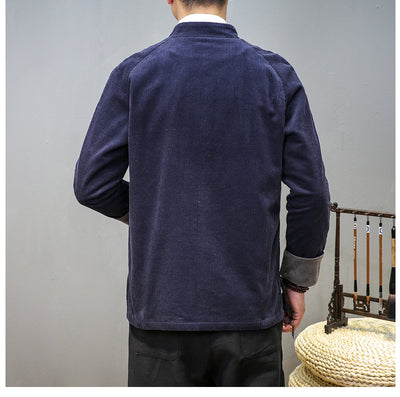 Traje Túnica Chino Hombre Pana Cuello Mao con Botones - Image 15