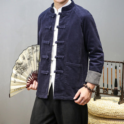 Traje Túnica Chino Hombre Pana Cuello Mao con Botones - Image 16