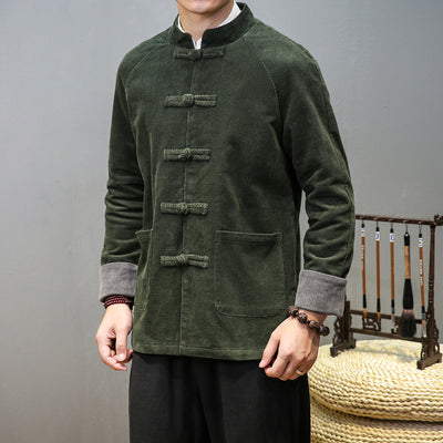 Traje Túnica Chino Hombre Pana Cuello Mao con Botones - Image 7