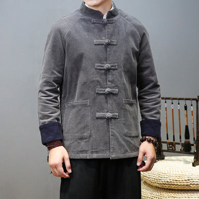 Traje Túnica Chino Hombre Pana Cuello Mao con Botones - Image 6