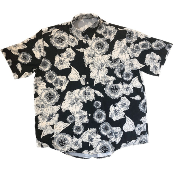 Camisa Floral Suelta Estilo Coreano Retro Hong Kong para Hombre y Pareja