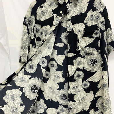 Camisa Floral Suelta Estilo Coreano Retro Hong Kong para Hombre y Pareja - Image 4
