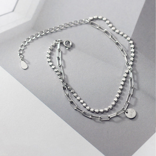 Pulsera Doble Inicial Plata 925 Coreana - Joyería Elegante para Mujer - Image 6