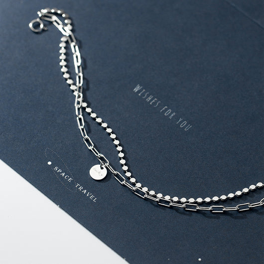 Pulsera Doble Inicial Plata 925 Coreana - Joyería Elegante para Mujer - Image 4