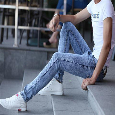 Pantalones Vaqueros Slim Fit Elásticos Estilo Coreano para Hombre - Image 13