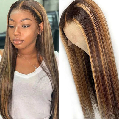 Peluca Larga Degradada Piano Color - Cabello Sintético Liso Marrón Destacado - Image 6