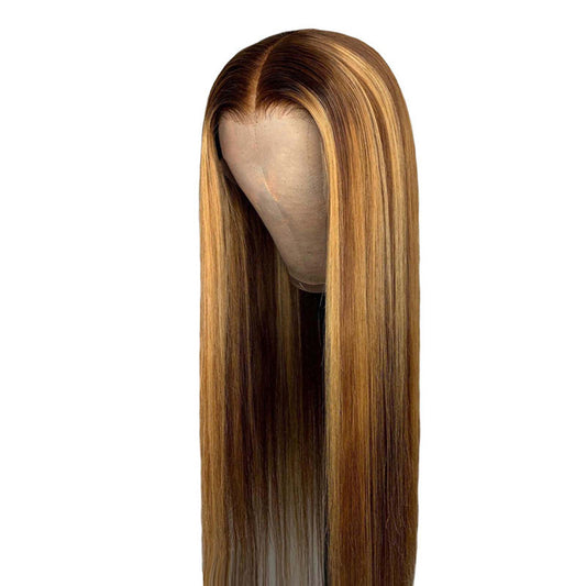 Peluca Larga Degradada Piano Color - Cabello Sintético Liso Marrón Destacado - Image 2