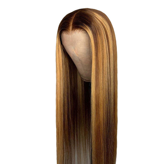 Peluca Larga Degradada Piano Color - Cabello Sintético Liso Marrón Destacado - Image 2