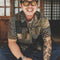 Japanese Green Coffee Cotton Shirt - Unisex Cashew Floral Design