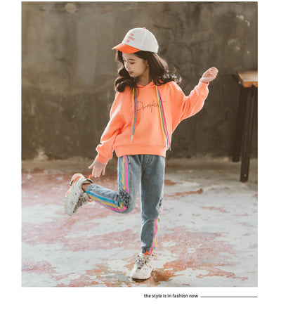 Conjunto Deportivo Niña Otoño Coreano - Sudadera con Capucha y Pantalón dos Piezas - Image 4