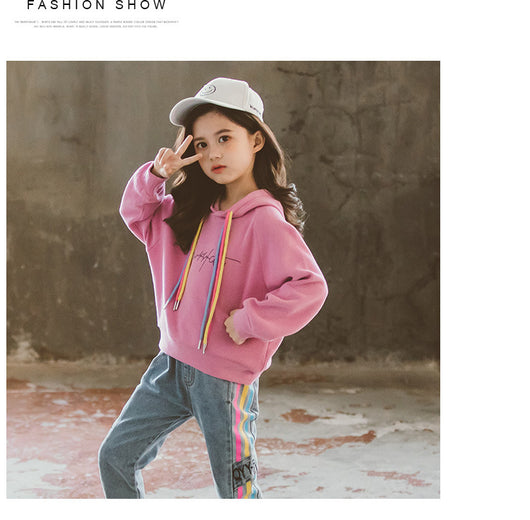 Conjunto Deportivo Niña Otoño Coreano - Sudadera con Capucha y Pantalón dos Piezas - Image 5