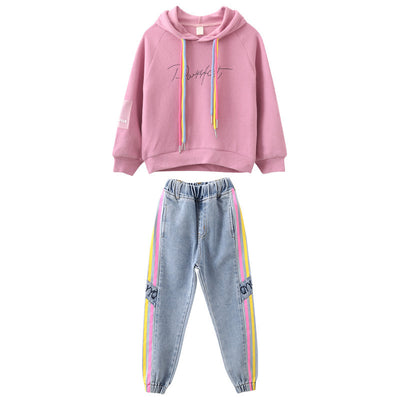 Conjunto Deportivo Niña Otoño Coreano - Sudadera con Capucha y Pantalón dos Piezas