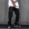 Pantalones Casuales con Doble Cinta Lateral para Hombre - Overol Negro Versátil