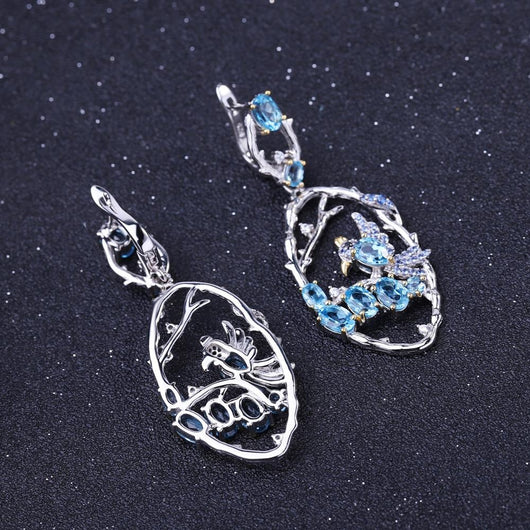 Aretes de Topacio Azul Natural en Plata 925 Esterlina - Joyería Artesanal para Mujer - Image 10