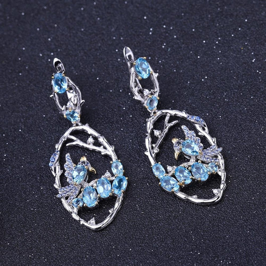 Aretes de Topacio Azul Natural en Plata 925 Esterlina - Joyería Artesanal para Mujer - Image 9