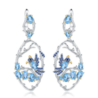 Aretes de Topacio Azul Natural en Plata 925 Esterlina - Joyería Artesanal para Mujer - Image 7